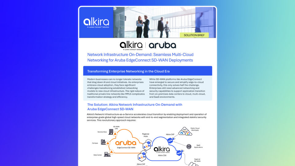Solution Brief: Aruba and Alkira – Seamless Multi-Cloud Networking
