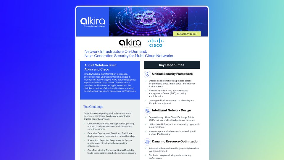 Solution Brief: Cisco and Alkira – Next Generation Security and Threat Defense for the Multi-Cloud Networks